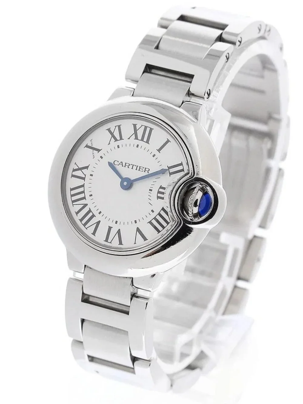 CARTIER Baron blue SM W69010Z4 Silver Dial Quartz Ladies Watch_971078